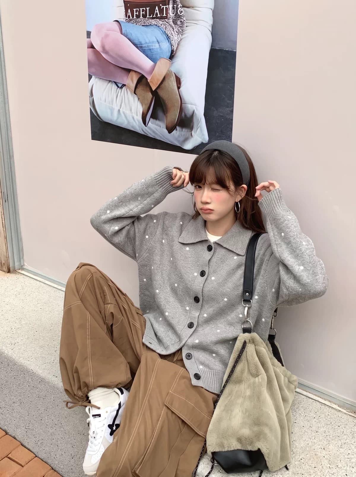 한 부서 도트 무늬 스웨터 오픈 가디건 여성 가을 부드러운 찹쌀 슬림해 보이는 다용도 니트 재킷 캐주얼 상세 이미지 3