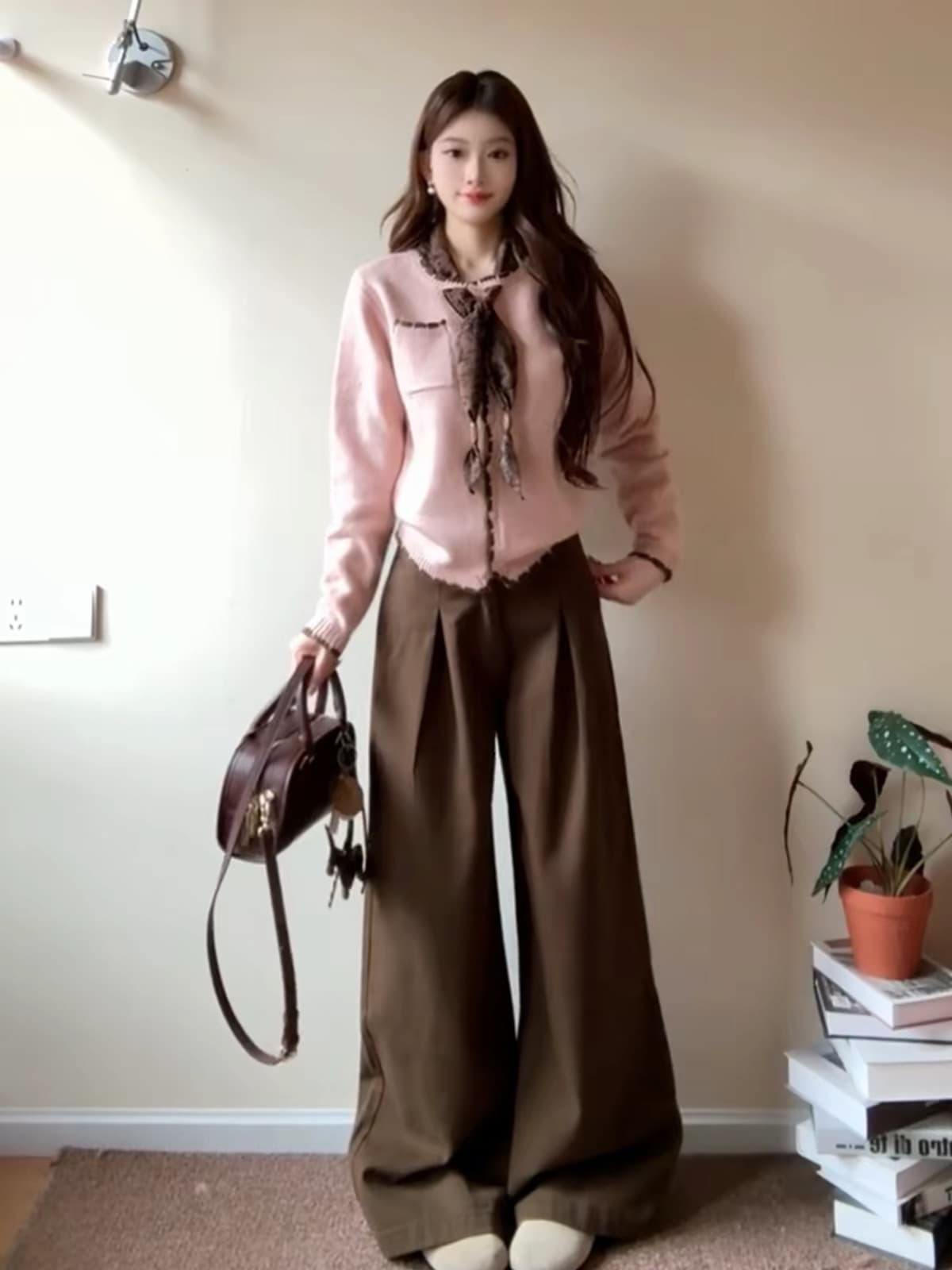 한 부서 아름다운 작은 샤넬 스타일 핑크색 리본 니트 오픈 가디건 여성 2026 이른 가을 새로운 슈퍼 화재 연령 감소 스웨터 세트 상세 이미지 4