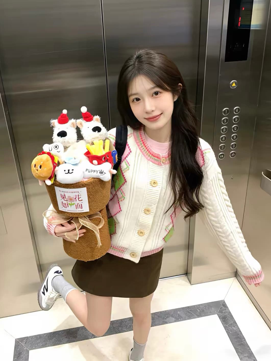 아메리칸 레트로 학원 스타일 링 그리드 오픈 가디건 스웨터 반신 스커트 여성 봄 가을 작은 키 꽈배기 니트 맨위 세트 이미지 2