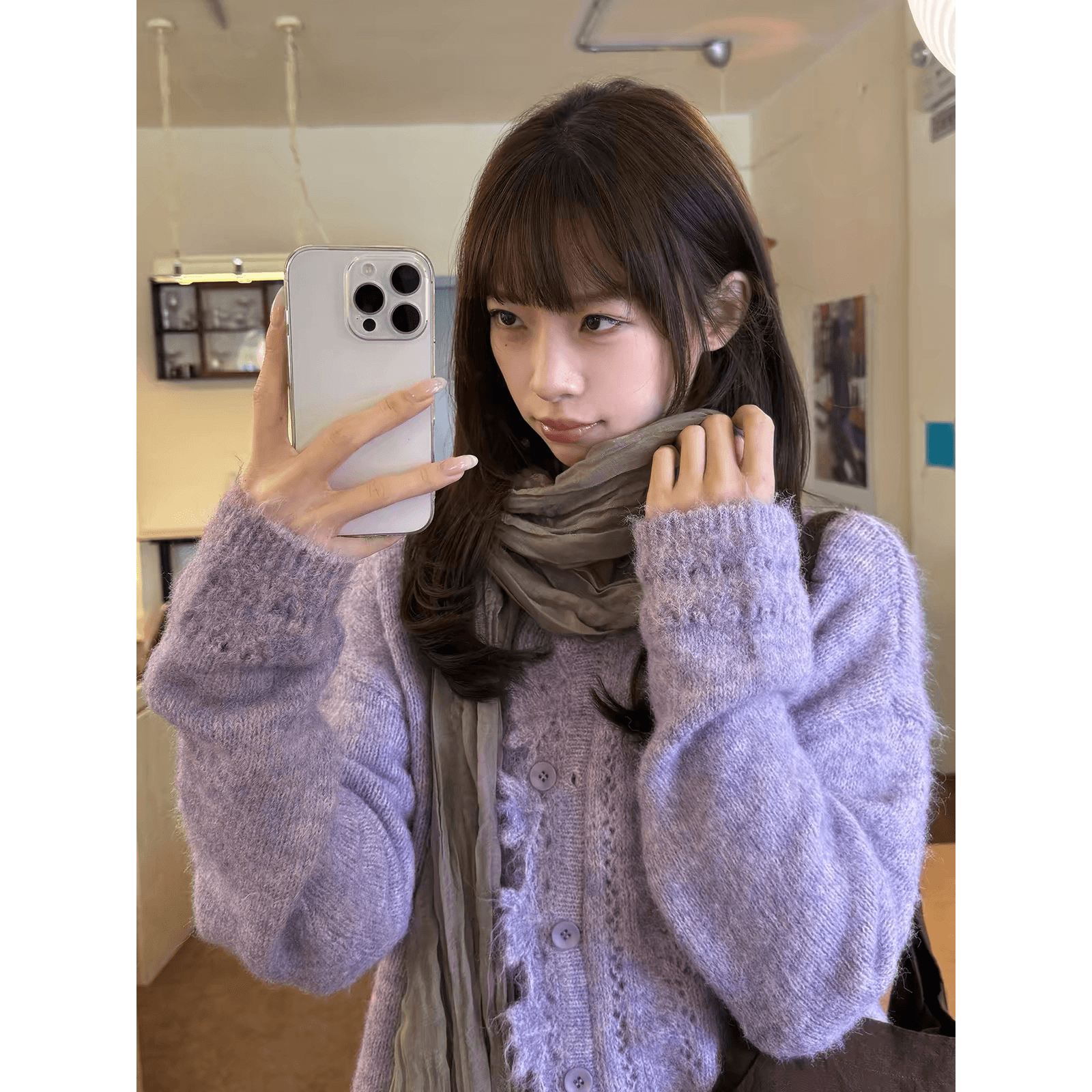 직접 만든 플리스 홀로우 아웃 펌프 로프 방랑 스웨터 오픈 가디건 여성 코트 루즈핏 느긋한 니트 맨위 이미지 5