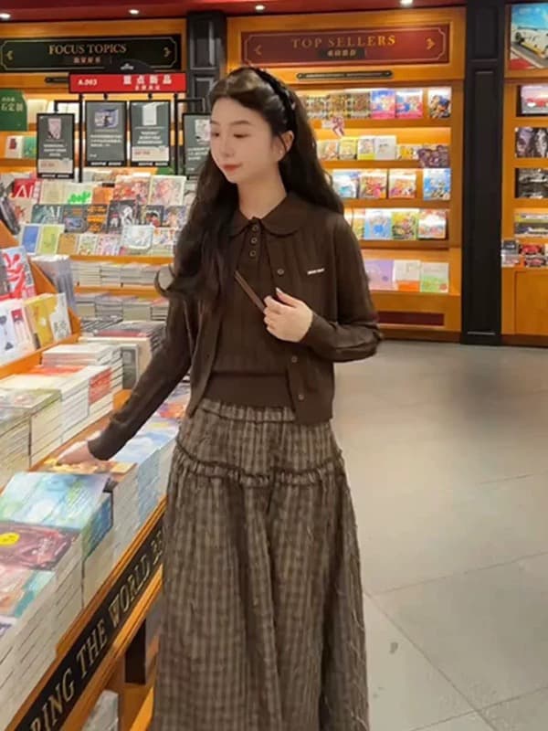 학원 스타일 품격 레트로 베이비 칼라 조끼 오픈 가디건 여성 2026 가을 겨울 새로운 핫걸 스웨터