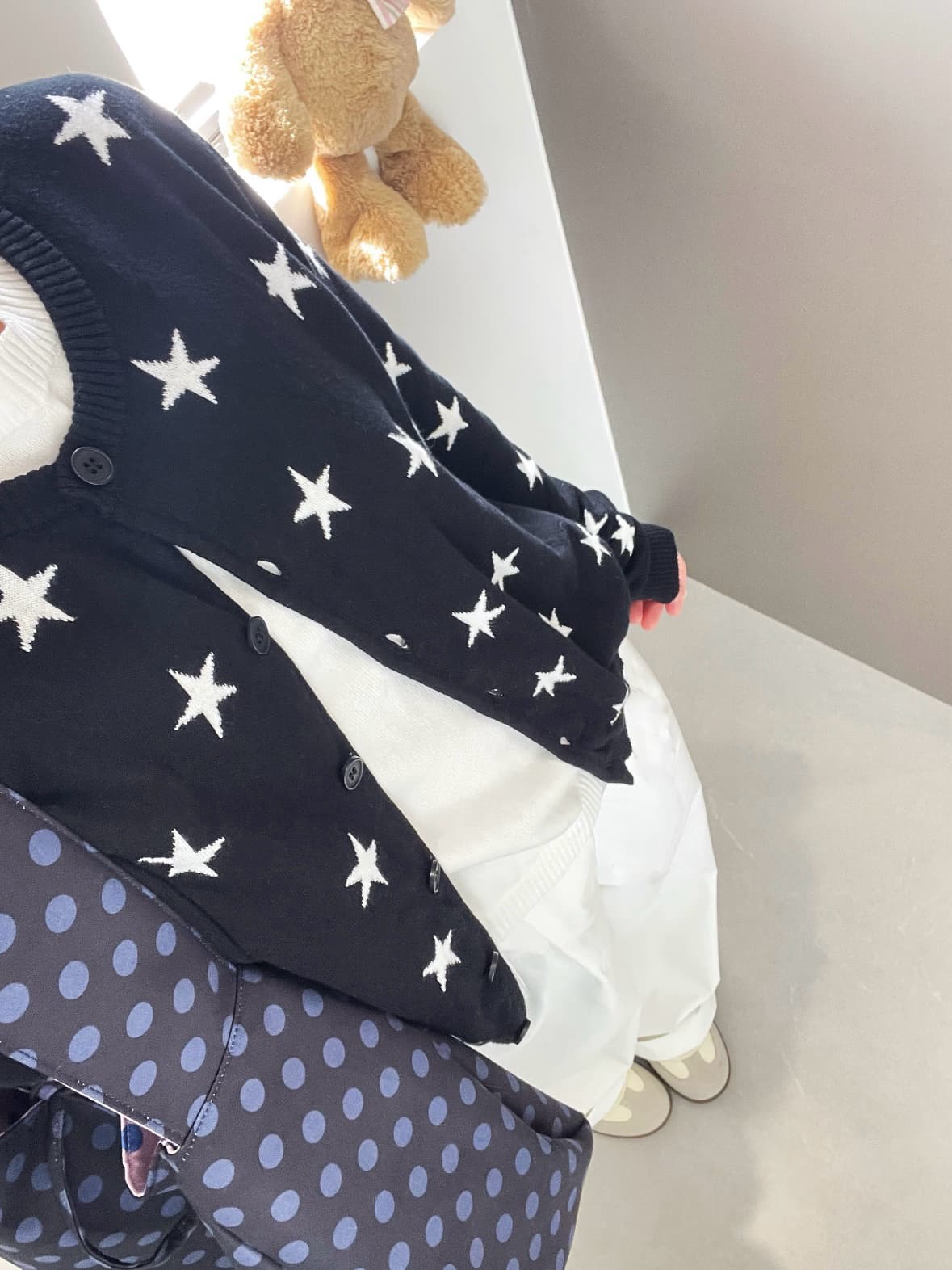 가을 겨울 새로운 한 부서 자이언트 잘 생긴 별 자카드 페이크 레이어드 스웨터 청바지 두 조각 슬림해 보이는 세트 여성 이미지 4
