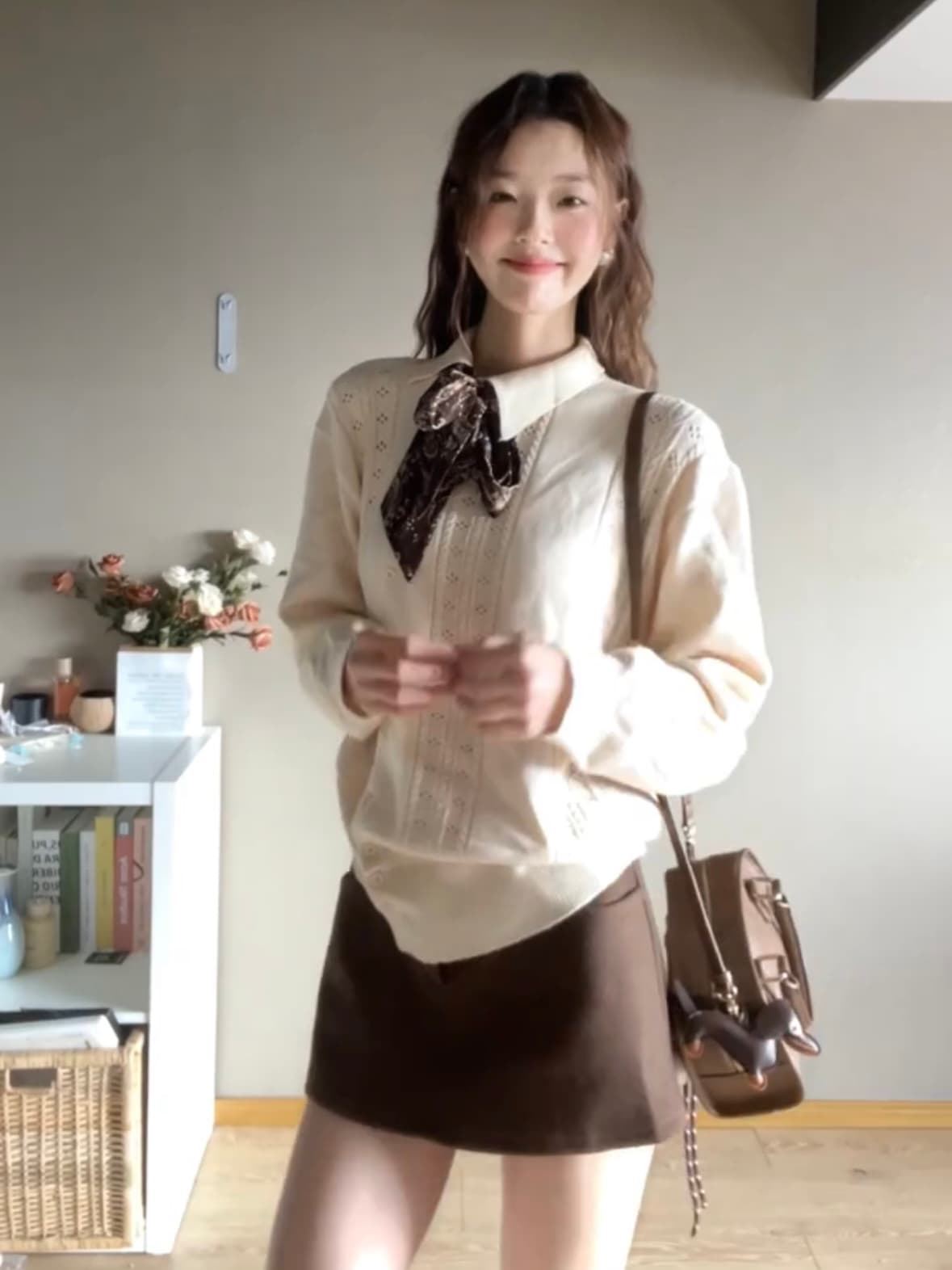 2026 새로운 겨울 착용 가져 가라. 디자인 센스 맨위 작은 대중 한 부서 스웨터 코트 반신 스커트 투피스 슈트 여성 상세 이미지 11