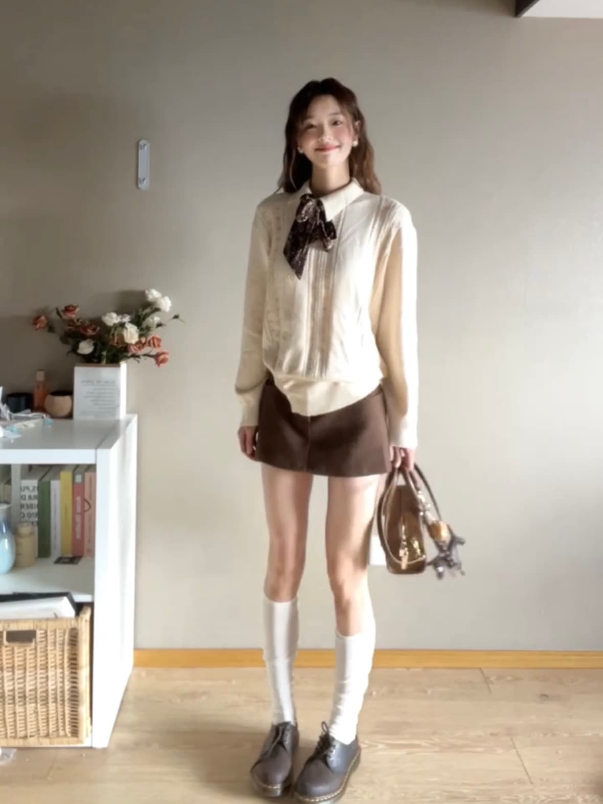2026 새로운 겨울 착용 가져 가라. 디자인 센스 맨위 작은 대중 한 부서 스웨터 코트 반신 스커트 투피스 슈트 여성 상세 이미지 14