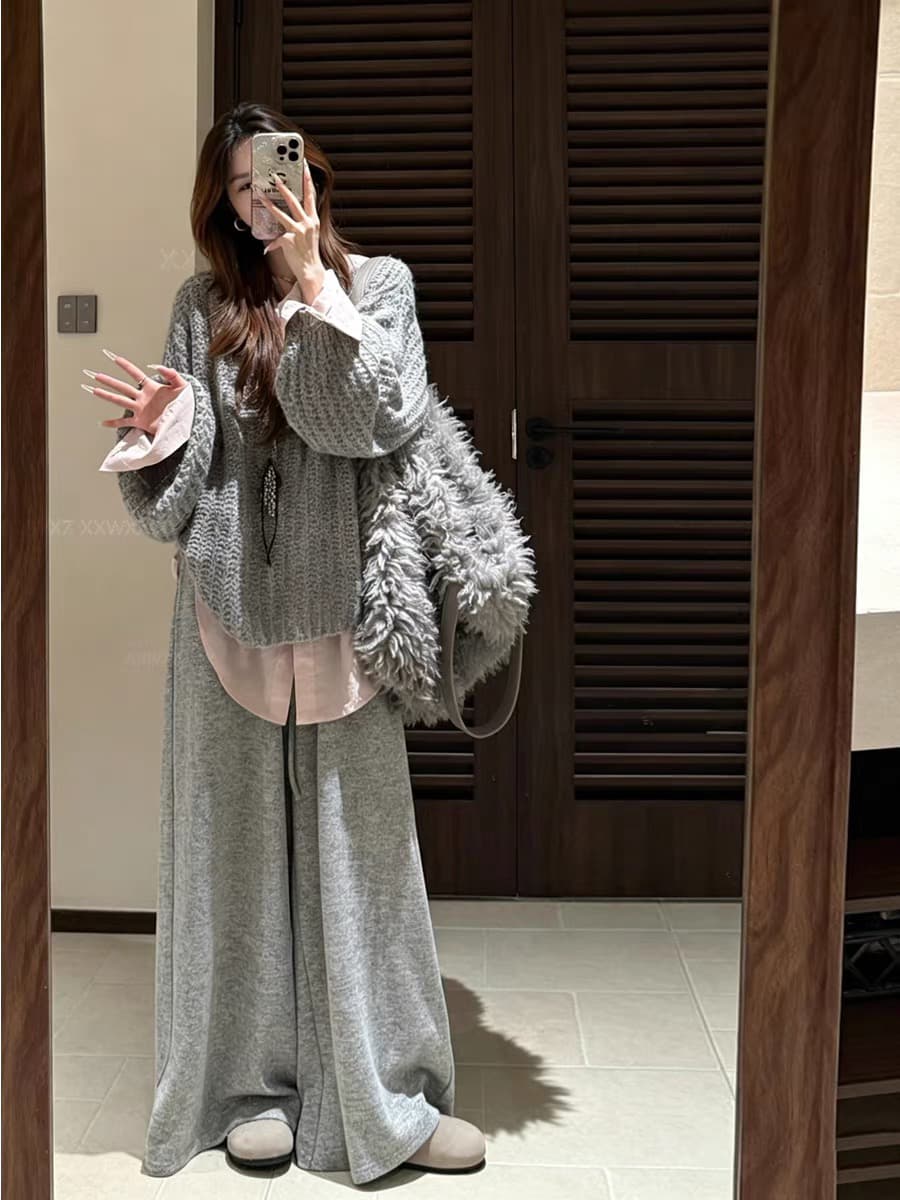 한국 동대문 이른 가을 새로운 느긋한 센스 일상 품격 캐주얼 바람 루즈핏 패션 디자인 센스 니트 스웨터 상세 이미지 4