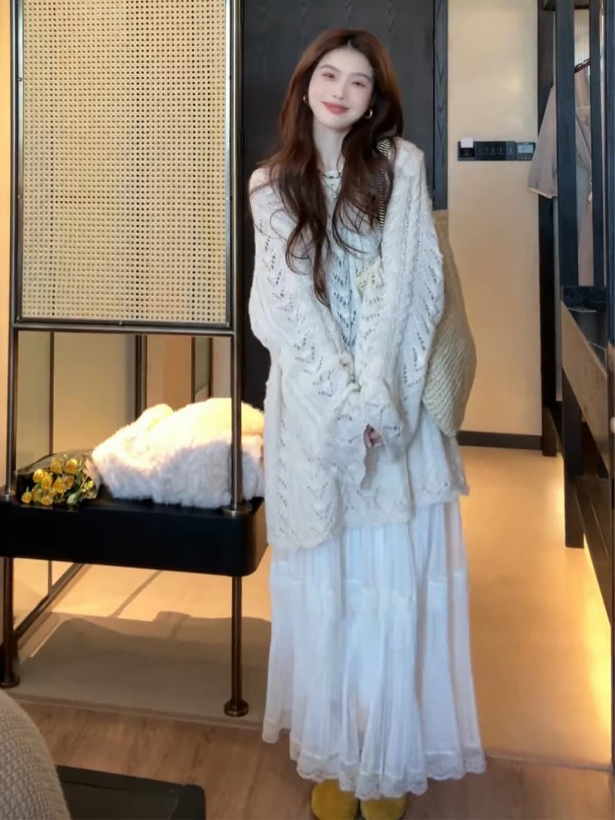 조기 가을 한 부서 부드러운 바람 드레스 아이들 여름 2026 새로운 착용 가져 가라. 고유 한 아름다운 에이즈 환자 세트 롱 스커트 이미지 2