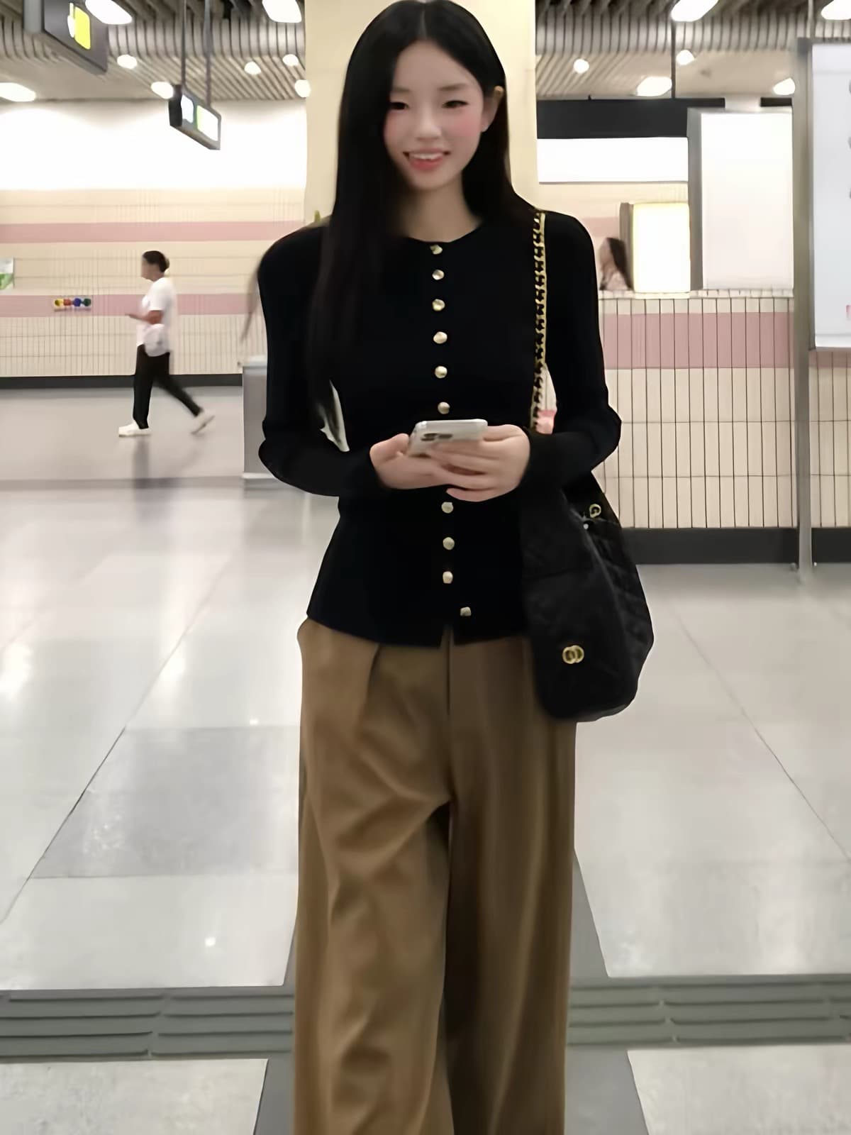 한 부서 검정색 분위기 센스 긴팔 니트 스웨터 오픈 가디건 여성 조기 가을 부드러운 찹쌀 몸매 가꾸기 슬림해 보이는 인사이드 가져 가라. 스웨터 이미지 2
