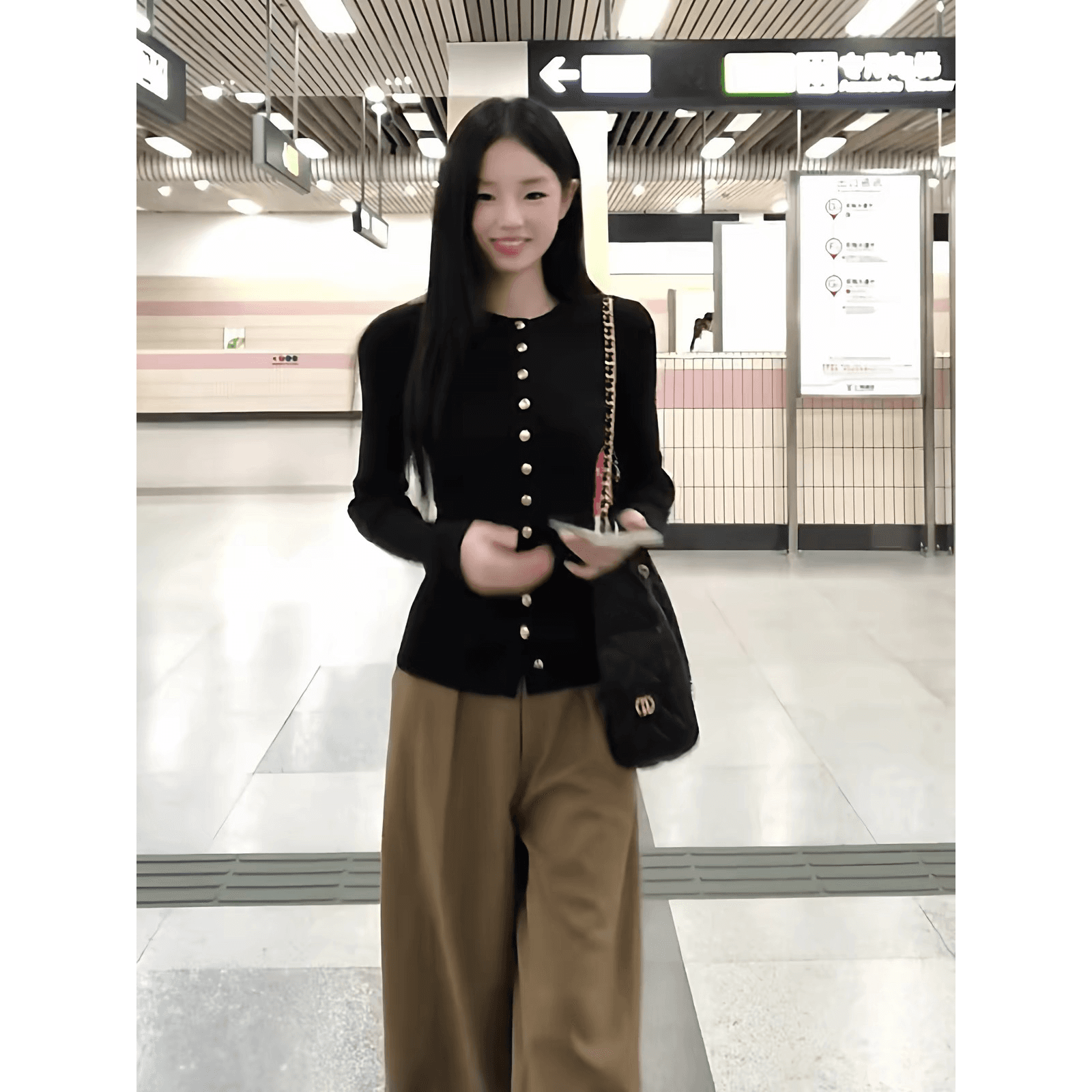 한 부서 검정색 분위기 센스 긴팔 니트 스웨터 오픈 가디건 여성 조기 가을 부드러운 찹쌀 몸매 가꾸기 슬림해 보이는 인사이드 가져 가라. 스웨터 이미지 5