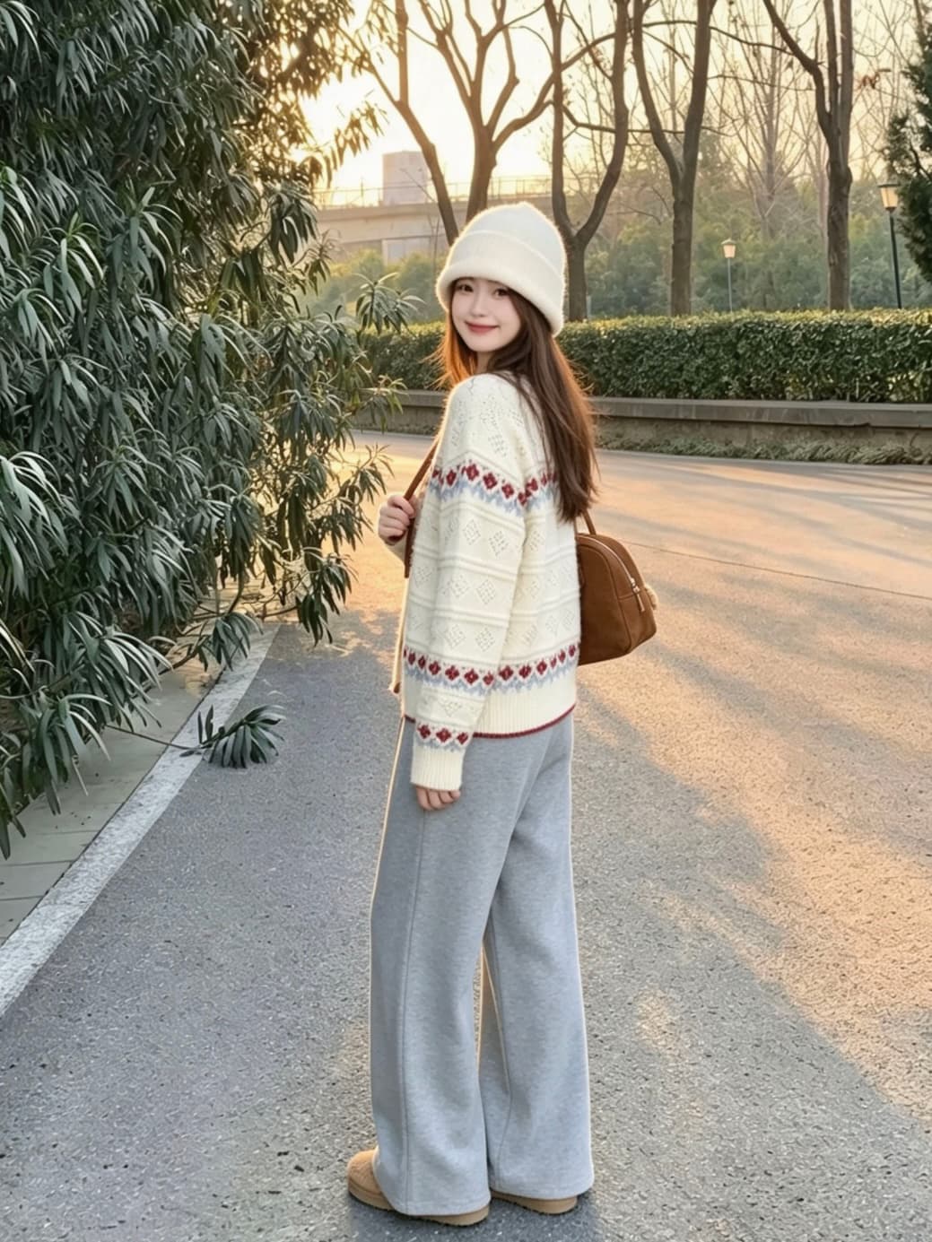 한 부서 배색 니트 오픈 가디건 여성 가을 루즈핏 슬림해 보이는 라운드 넥 긴팔 짧은 에디션 달콤함 품격 재킷 3종 세트 상세 이미지 4