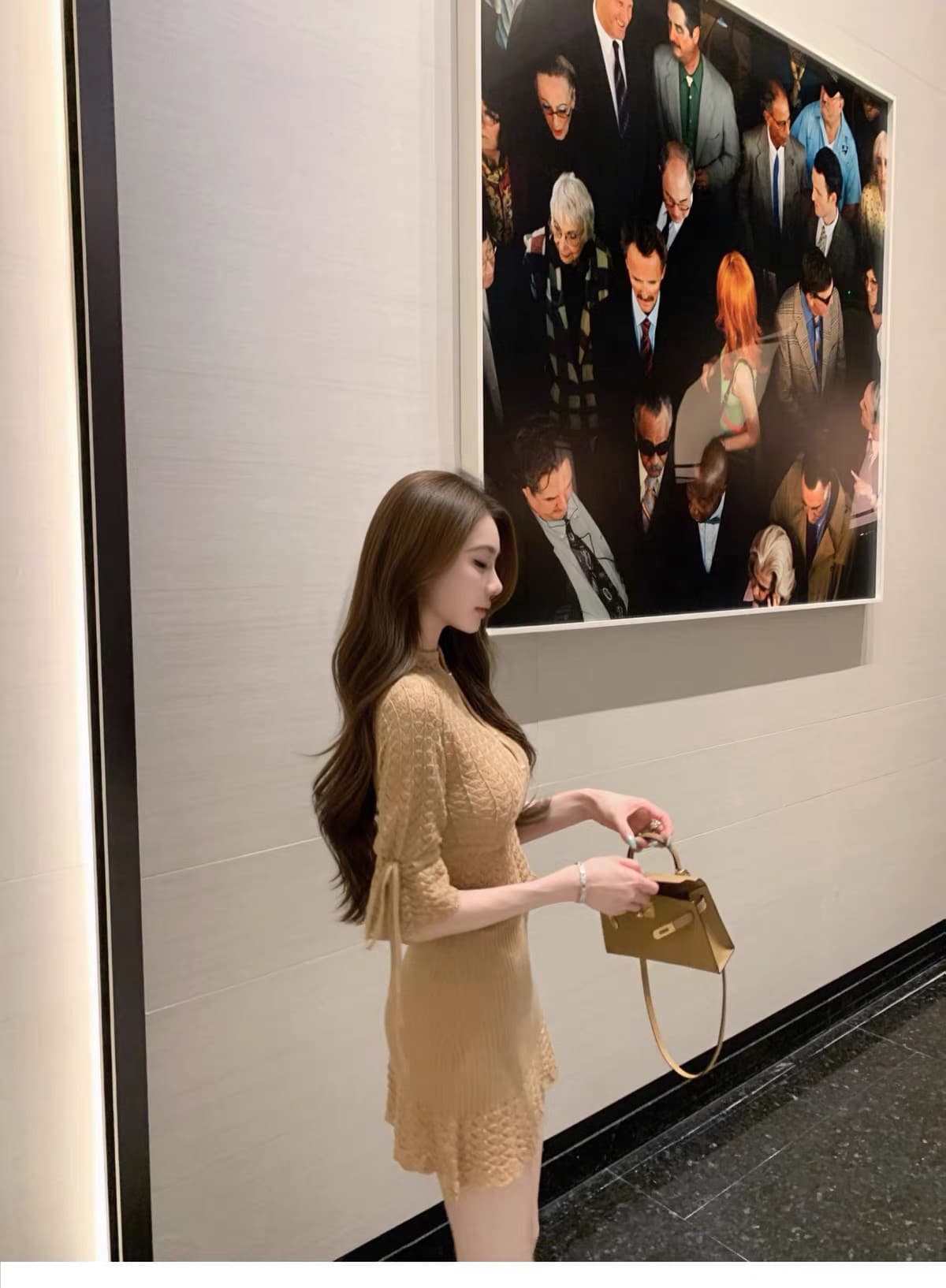 세트 여성 홀로우 아웃 스탠드 칼라 나팔 소매 니트 맨위 하이웨이스트 훅 레이스 타이트 스커트 미니 스커트 핫걸 투피스 세트 상세 이미지 9