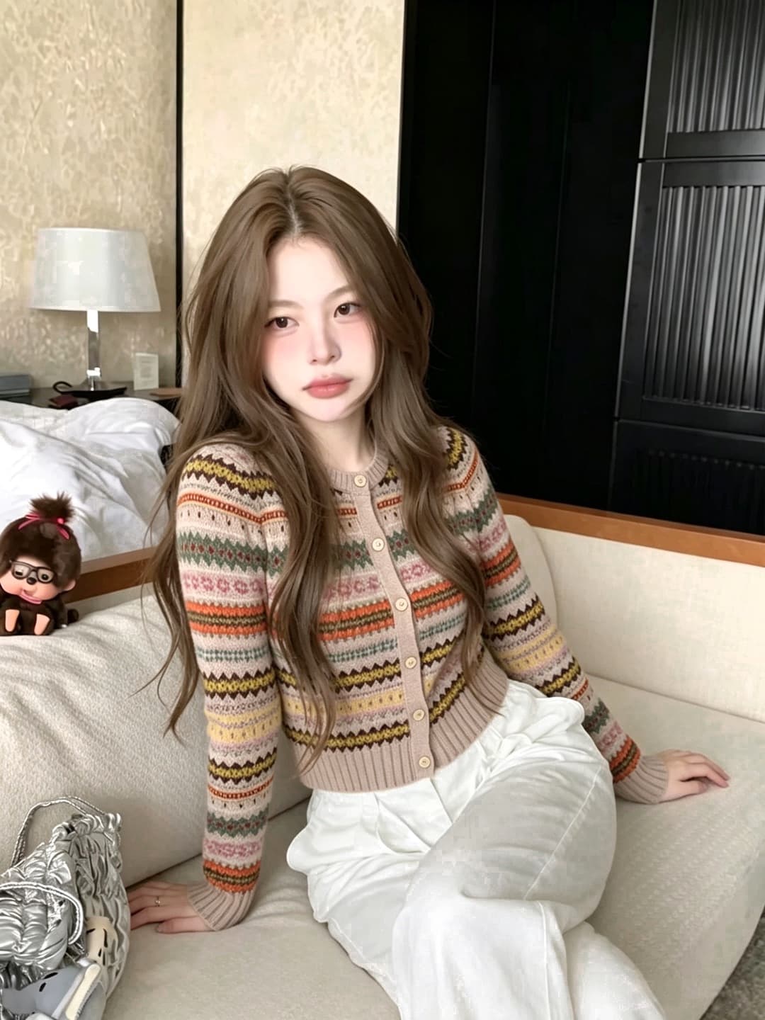 오래된 돈 바람 공정한 섬 자카드 라운드 넥 니트 오픈 가디건 맨위 여성 가을 겨울 스택 착용 인사이드 가져 가라. 슬림해 보이는 스웨터 코트 상세 이미지 4
