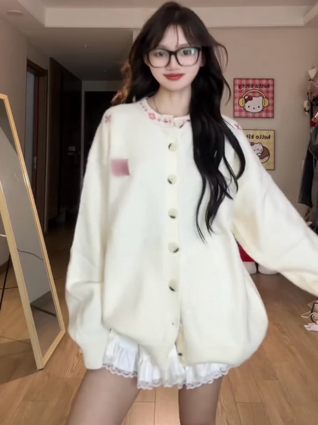가을 겨울 민족 기하학 자카드 니트 라운드 넥 카디건 코트 반신 스커트 한 부서 자이언트 잘 생긴 연령 감소 세트