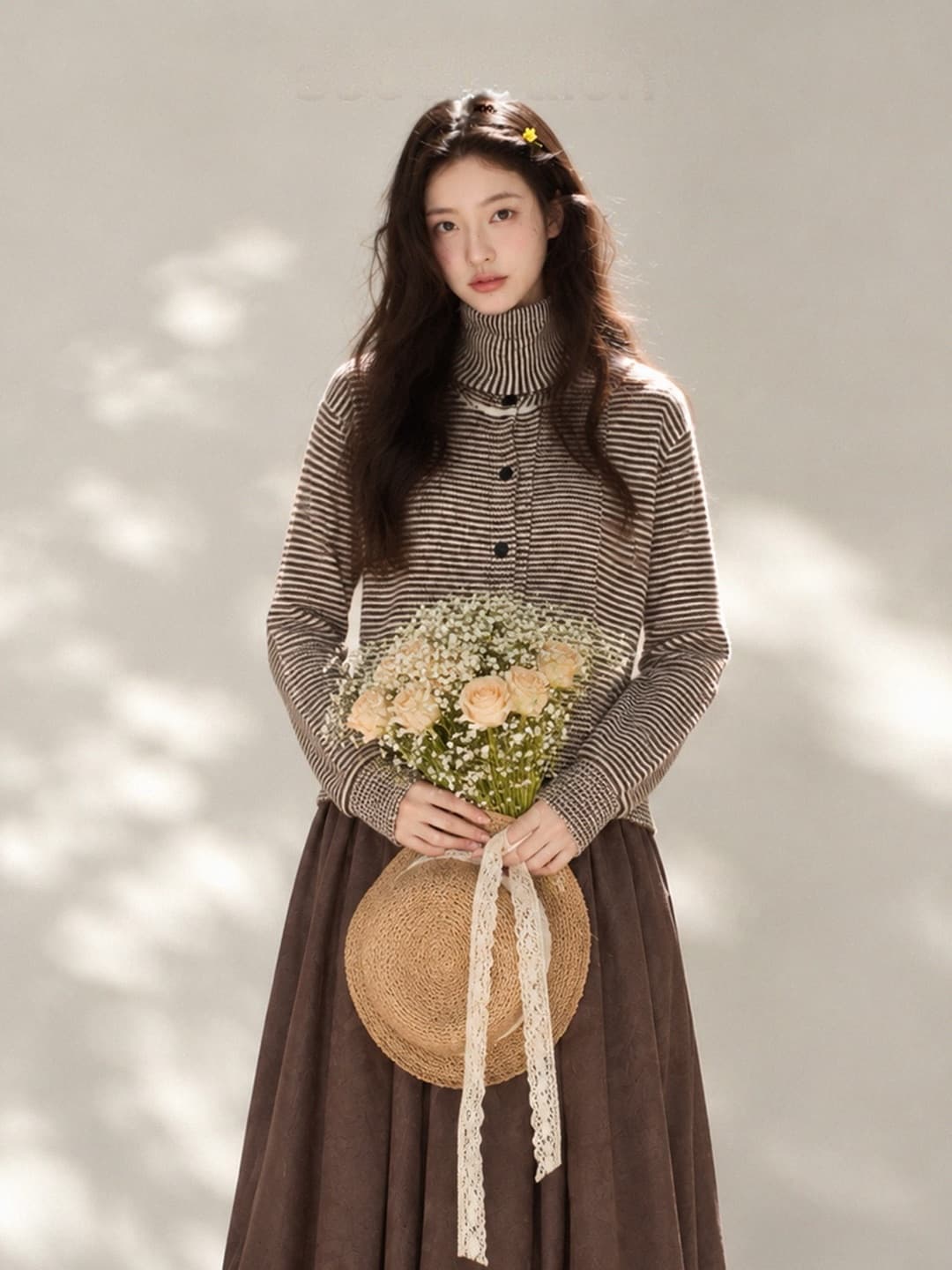 블랙 화이트 포인트 북극 플러시 니트 스웨터 오픈 가디건 스웨터 여자 이른 가을 레트로 캐주얼 루즈핏 느긋한 재킷 맨위 상세 이미지 5