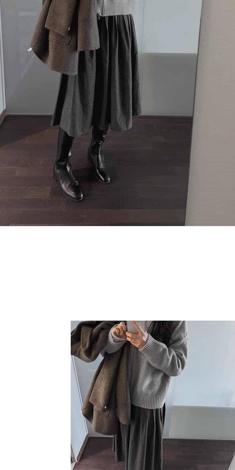 한국 레트로 느긋한 바람 터틀넥 지퍼 니트 오픈 가디건 여성 루즈핏 슬림해 보이는 스웨터 코트 상세 이미지 8