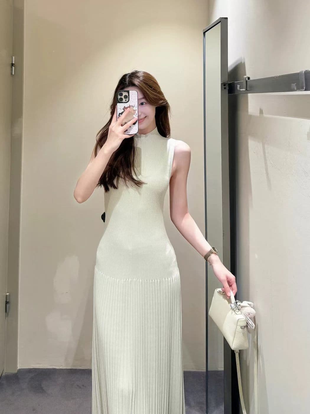 프랑스식 우아함 절묘한 다용도 드레스 그는 벤 바람 허리 수축 슬림해 보이는 품격 롱 스커트 여성 빛 럭셔리 바람 패션 치마 상세 이미지 3