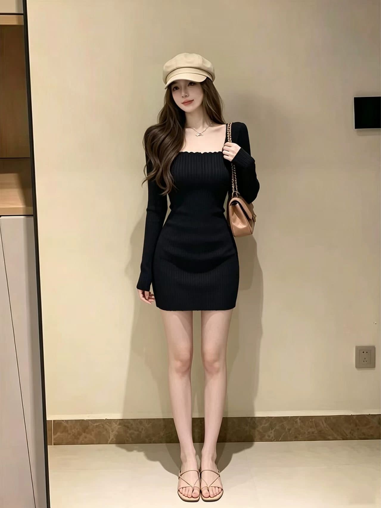 한 부서 2026 년 이른 가을 새로운 Chic 롱 스커트 여성 품격 레트로 빛 럭셔리 허리 수축 슬림해 보이는 여성 드레스 이미지 4