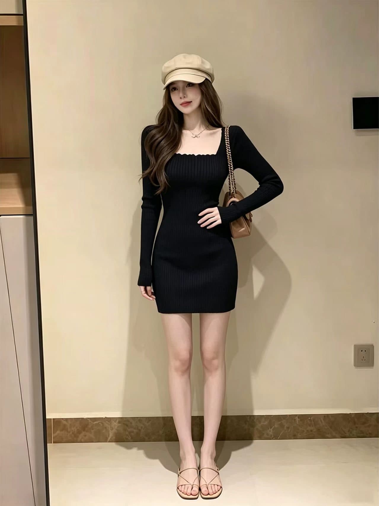 한 부서 2026 년 이른 가을 새로운 Chic 롱 스커트 여성 품격 레트로 빛 럭셔리 허리 수축 슬림해 보이는 여성 드레스 상세 이미지 3