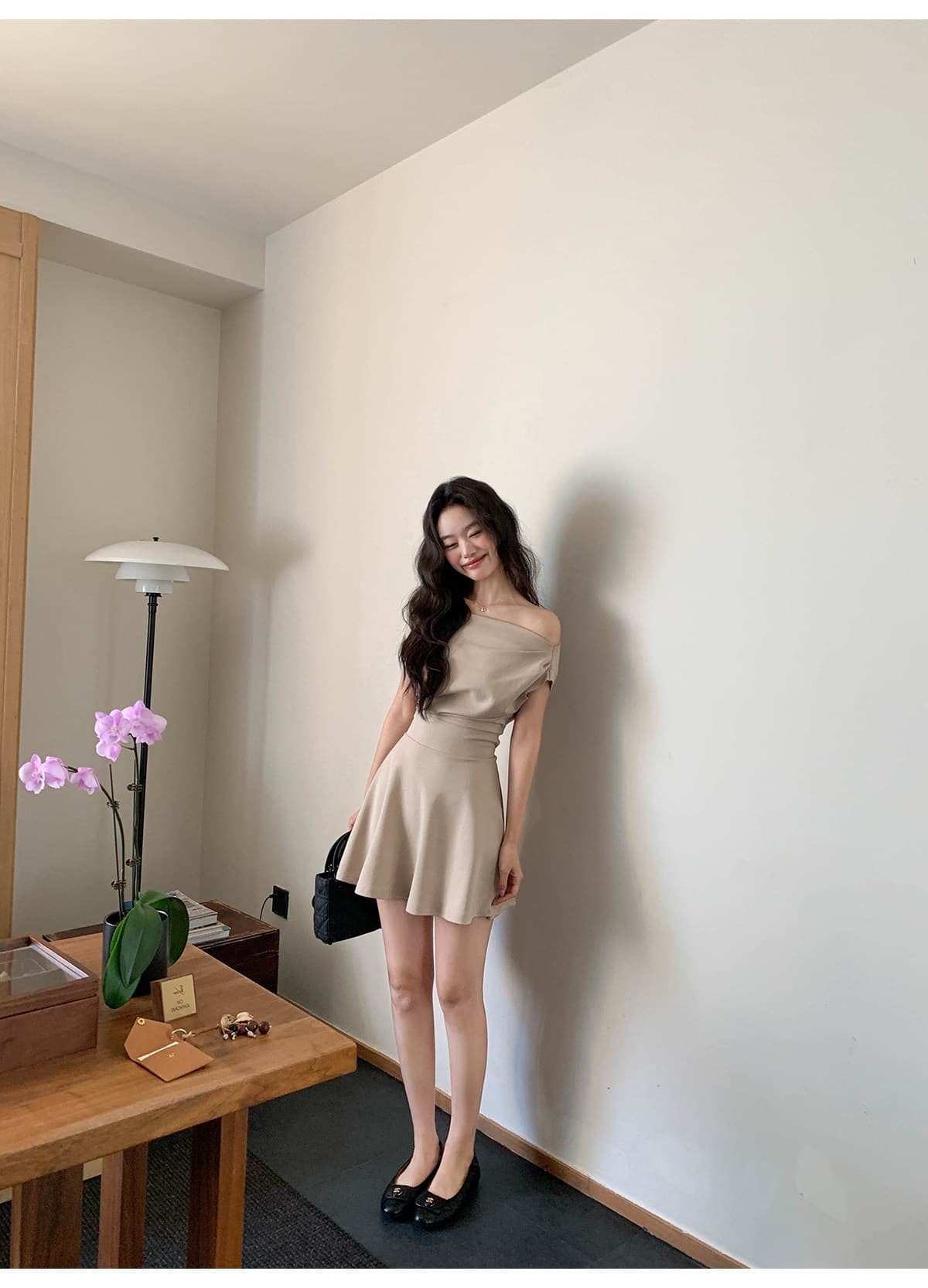 프랑스식 품격 순수한 욕망 섹시함 오프숄더 여성 드레스 여름 새로운 허리 수축 슬림해 보이는 외국 가스 한 마디 짧은 치마 상세 이미지 6