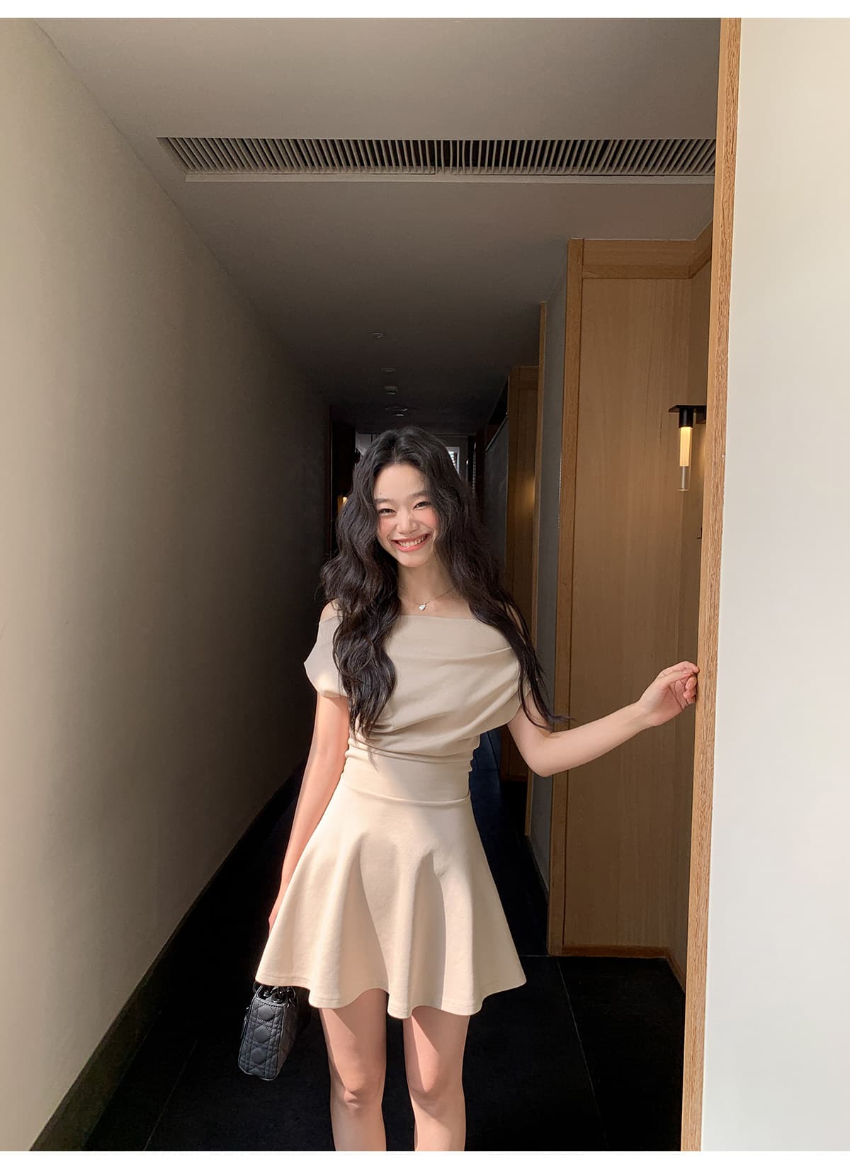 프랑스식 품격 순수한 욕망 섹시함 오프숄더 여성 드레스 여름 새로운 허리 수축 슬림해 보이는 외국 가스 한 마디 짧은 치마 상세 이미지 9