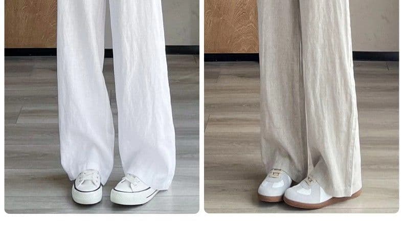 좁은 에디션 화이트 마 재료 얼음 실크 아마 와이드 레깅스 바지 2025 여름 얇은 스타일 하이웨이스트 도루 센스 면 린넨 스트레이트 바지 상세 이미지 21