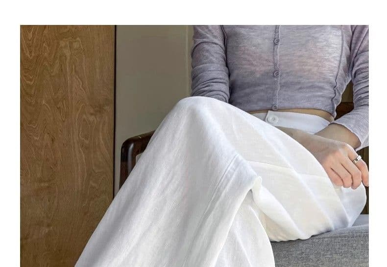 좁은 에디션 화이트 마 재료 얼음 실크 아마 와이드 레깅스 바지 2025 여름 얇은 스타일 하이웨이스트 도루 센스 면 린넨 스트레이트 바지 상세 이미지 26