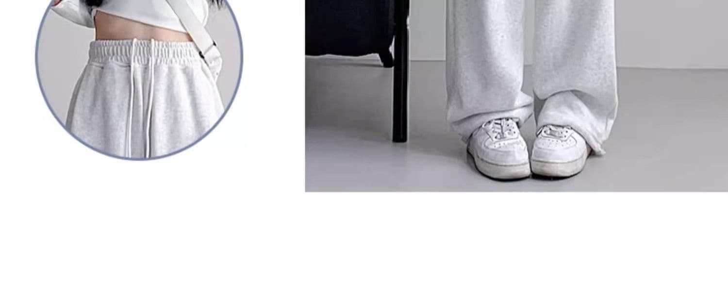 아메리칸 운동 바지 여성 가을 겨울 2025 새로운 털이 있는 와이드 레그 팬츠 루즈핏 조거 캐주얼 작은 키 회색 웨이 바지 상세 이미지 11