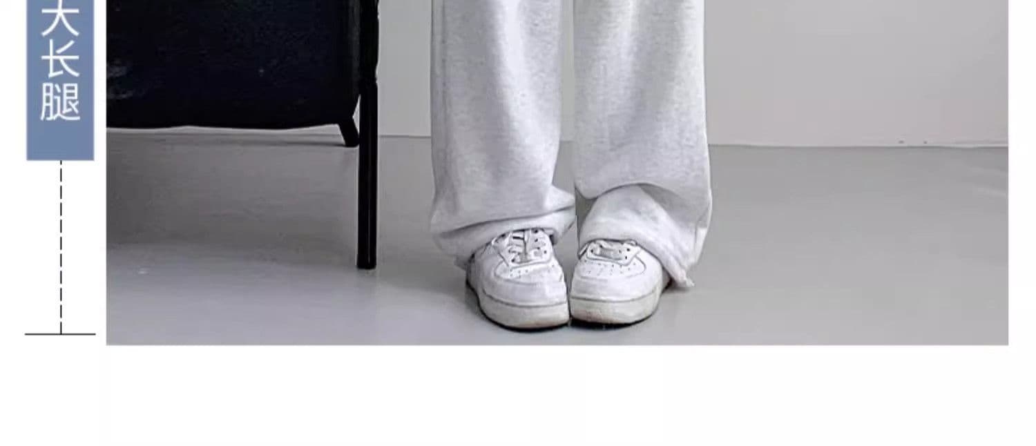 아메리칸 운동 바지 여성 가을 겨울 2025 새로운 털이 있는 와이드 레그 팬츠 루즈핏 조거 캐주얼 작은 키 회색 웨이 바지 상세 이미지 13