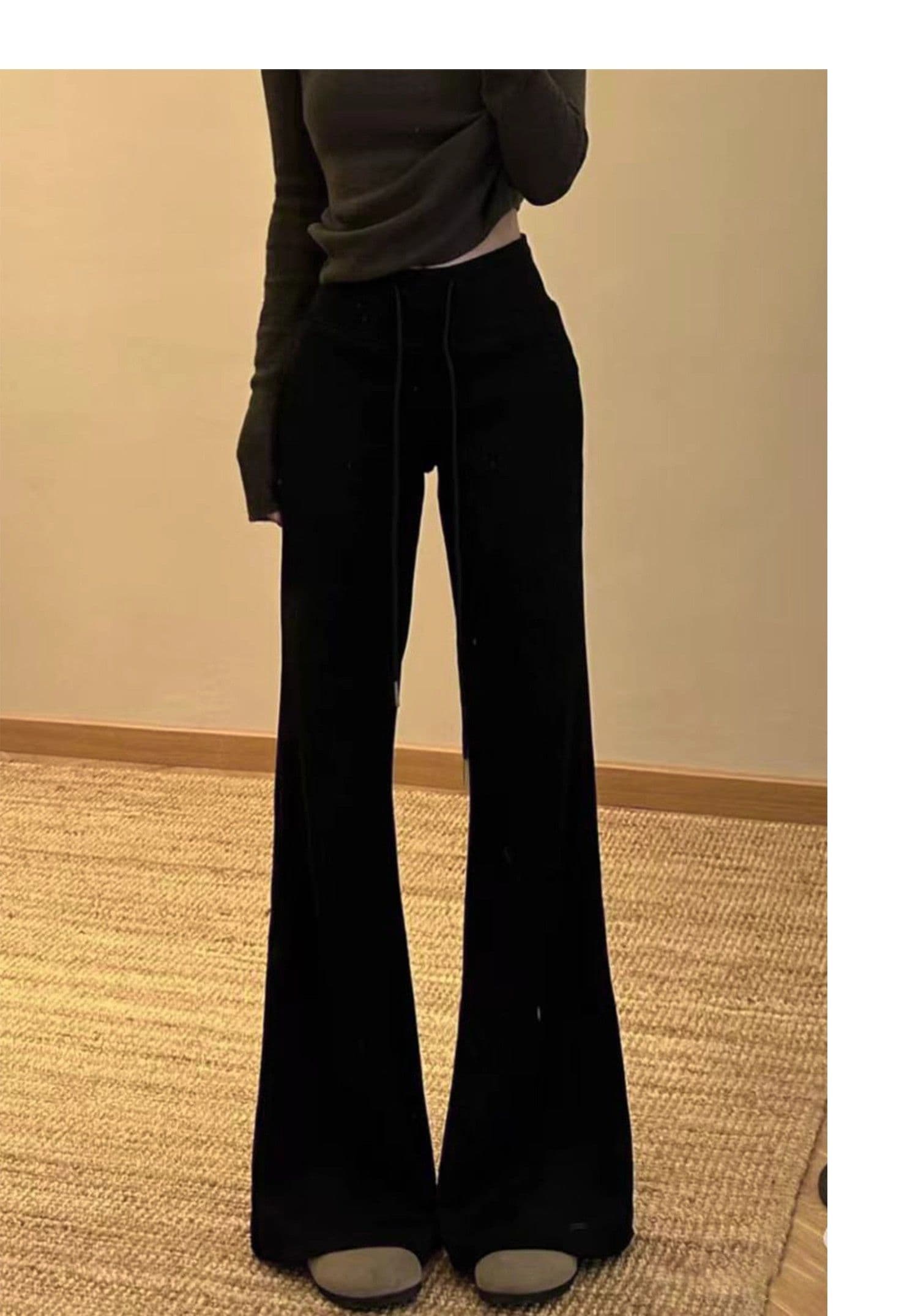 아메리칸 밝은 회색 색상 운동 부츠컷 바지 여성 가을 2025 새로운 캐주얼 루즈핏 슬림해 보이는 나팔 바지 몸매 가꾸기 웨이 바지 상세 이미지 24