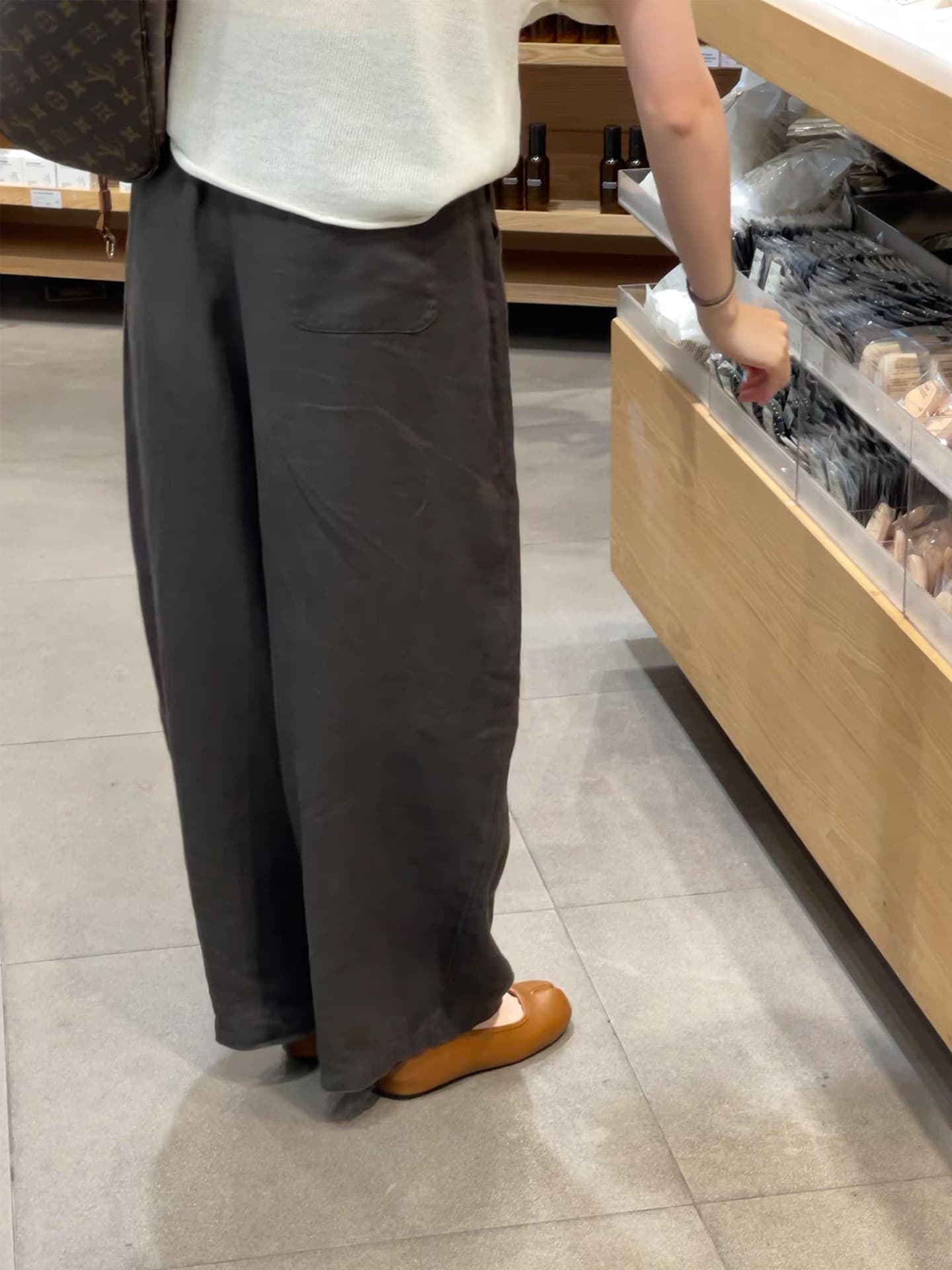 오래된 돈 바람 아마 와이드 레깅스 바지 여름 얇은 스타일 빅 사이즈 지방 mm 배 모양 루즈핏 슬림해 보이는 모통이 칼 캐주얼 바지 상세 이미지 4