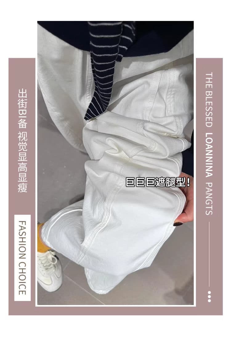 일본식 핑크색 와이드 레깅스 바지 여름 얇은 2026 새로운 하이웨이스트 루즈핏 슬림해 보이는 작은 키 캐주얼 모통이 칼 바지 상세 이미지 5