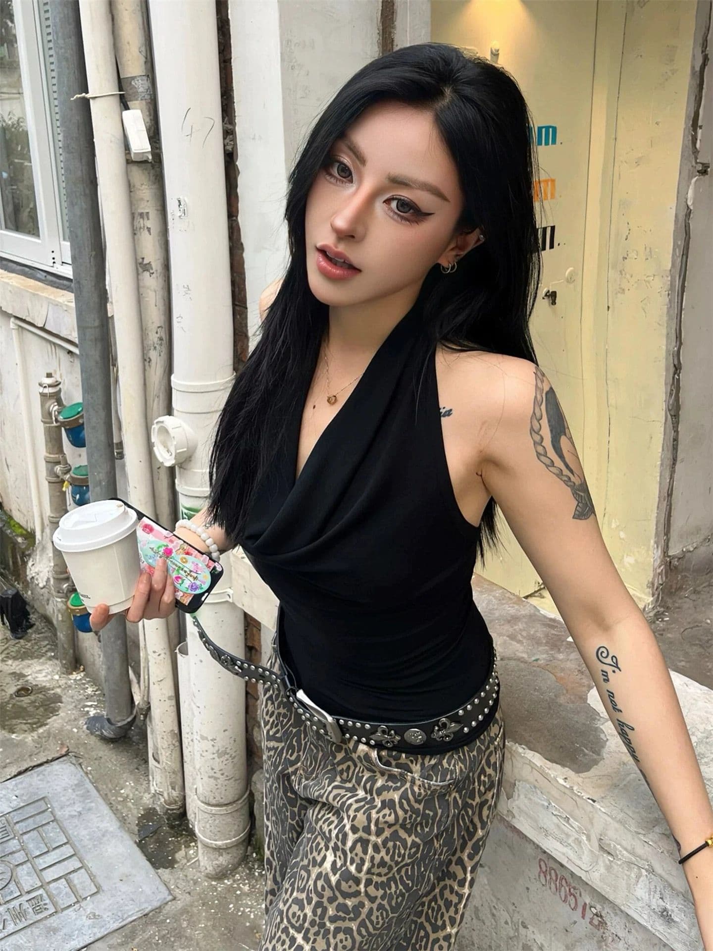 행침 목 흔들다 칼라 민소매 조끼 여성 여름 외출용 허리 수축 타이트 디자인 센스 작은 대중 Chic 핫걸 오프숄더 맨위 상세 이미지 2