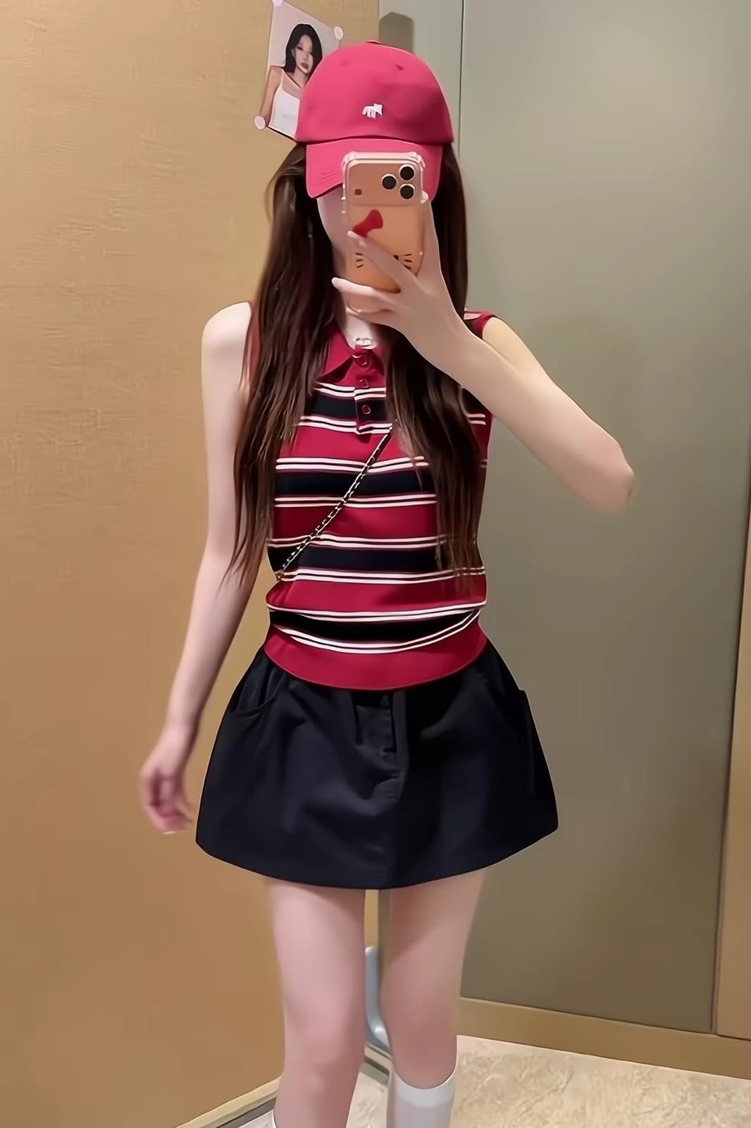 2026 새로운 폭발 스트라이프 POLO 셔츠 반신 여성 드레스 여름 작은 키 착용 가져 가라. 에이즈 환자 세트 미니 스커트 이미지 5