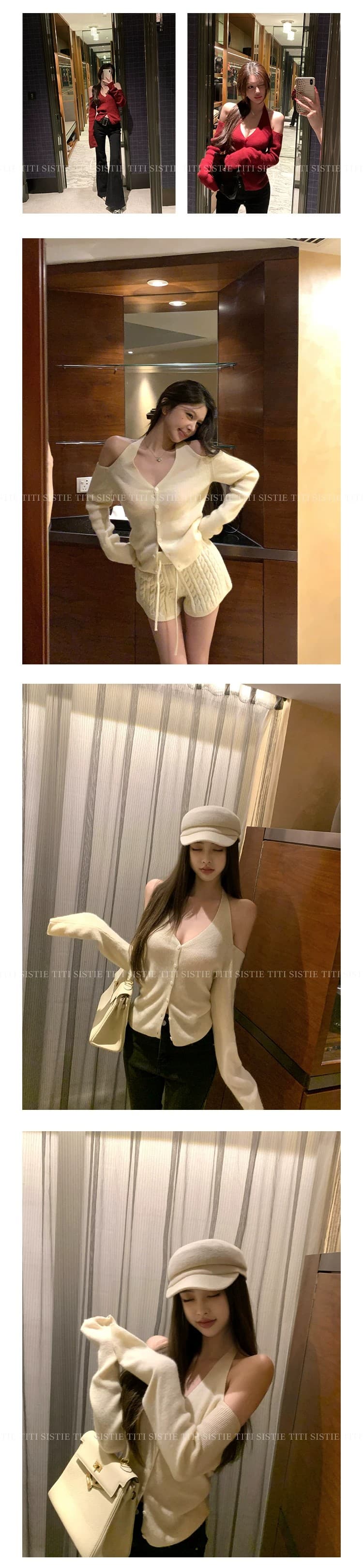 프랑스식 빨간색 작은 샤넬 스타일 행침 목 레이스업 니트 오픈 가디건 여성 외부 가져 가라. 이른 가을 슬립 스택 착용 쇼트 스타일 품격 맨위 상세 이미지 4