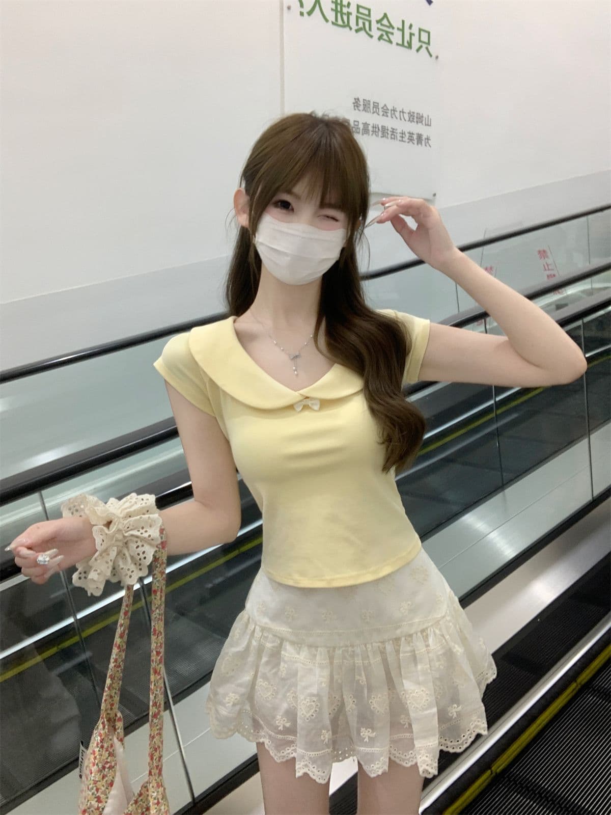 순수한 욕망 달콤함 베이비 칼라 반팔 티셔츠 여성 여름 새로운 연령 감소 쇼트 스타일 슬림해 보이는 순면 긍정적 인 어깨 다용도 맨위 상세 이미지 15