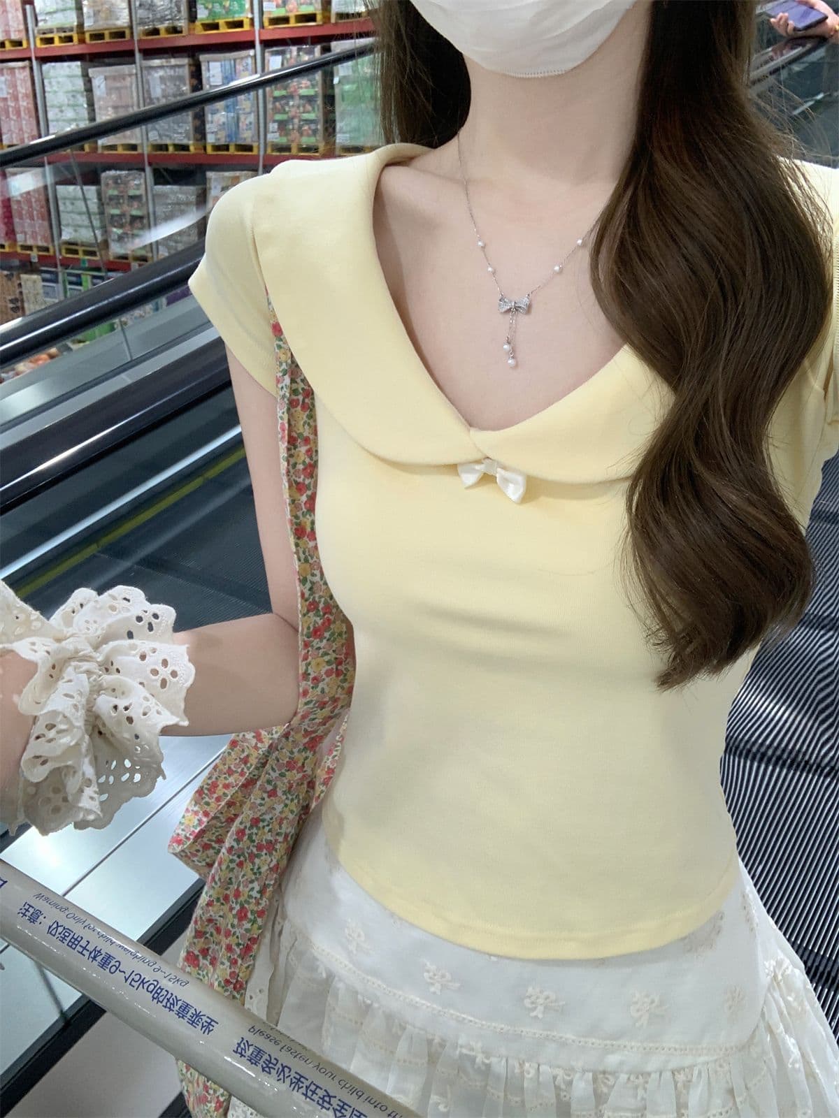순수한 욕망 달콤함 베이비 칼라 반팔 티셔츠 여성 여름 새로운 연령 감소 쇼트 스타일 슬림해 보이는 순면 긍정적 인 어깨 다용도 맨위 상세 이미지 17