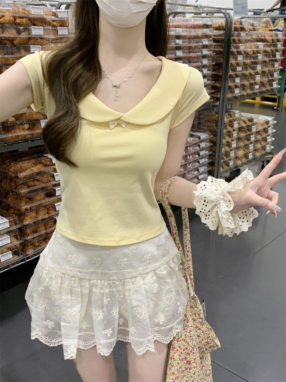 순수한 욕망 달콤함 베이비 칼라 반팔 티셔츠 여성 여름 새로운 연령 감소 쇼트 스타일 슬림해 보이는 순면 긍정적 인 어깨 다용도 맨위 상세 이미지 19