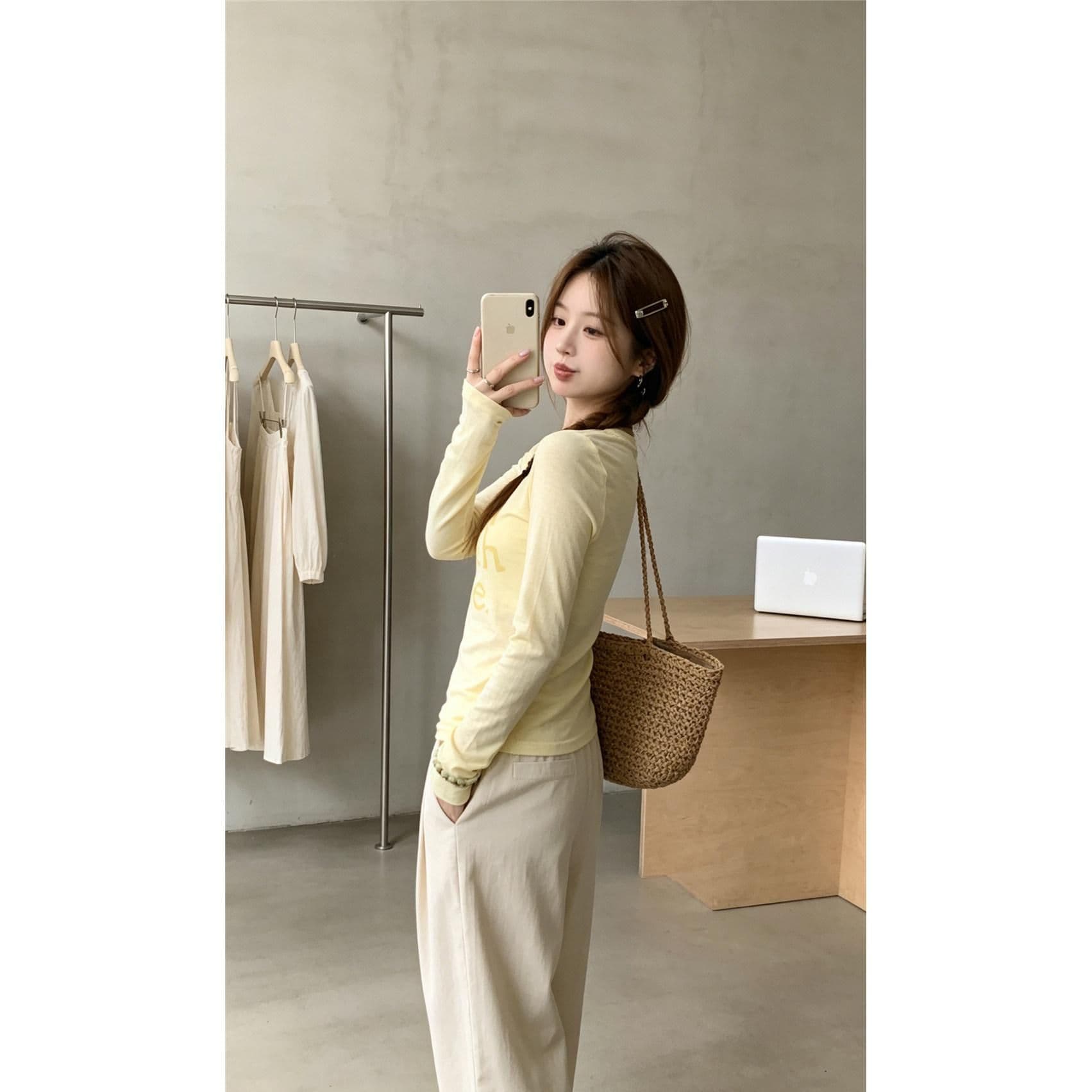 라이 경기 서울 차가운 센스 통기성 몸매 가꾸기 긍정적 인 어깨 긴팔 티셔츠 자외선 차단 블라우스 슬림해 보이는 신선함 맨위 상세 이미지 3
