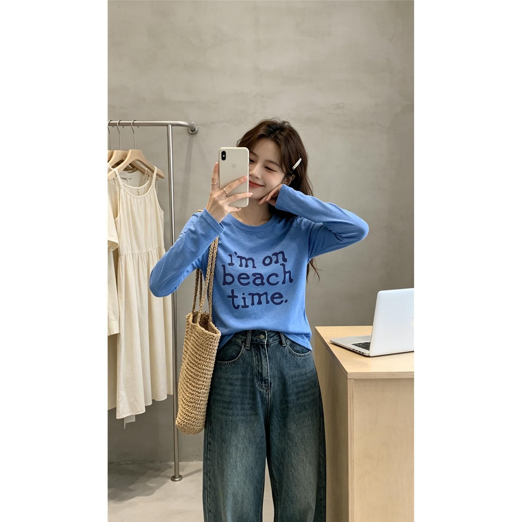 라이 경기 서울 차가운 센스 통기성 몸매 가꾸기 긍정적 인 어깨 긴팔 티셔츠 자외선 차단 블라우스 슬림해 보이는 신선함 맨위 상세 이미지 17