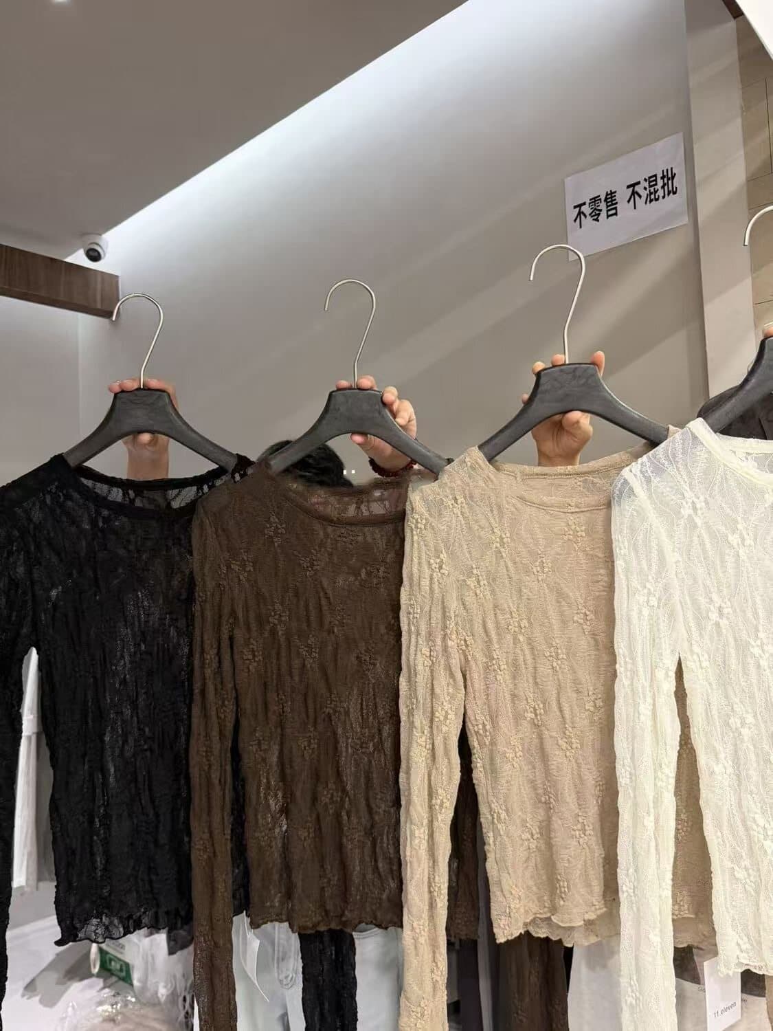 경관 그림 정가 한국 스타일 패션 품격 자수 홀로우 아웃 꽃 긴팔 레이스 셔츠 여성 기본 셔츠 외국 가스 맨위 상세 이미지 7