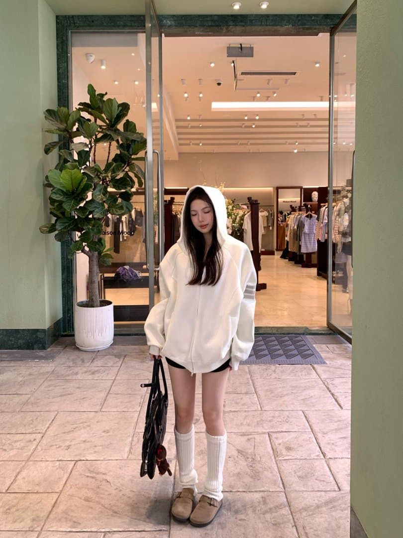 실사 정가 한 부서 느긋한 느슨함 센스 후드 티 스웨터 여성 가을 작은 대중 루즈핏 카디건 코트 맨위 상세 이미지 18
