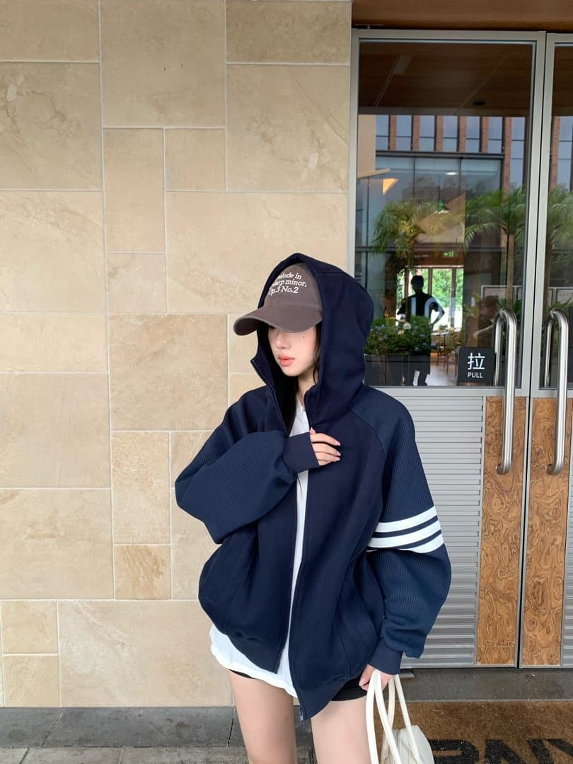 실사 정가 한 부서 느긋한 느슨함 센스 후드 티 스웨터 여성 가을 작은 대중 루즈핏 카디건 코트 맨위 상세 이미지 22