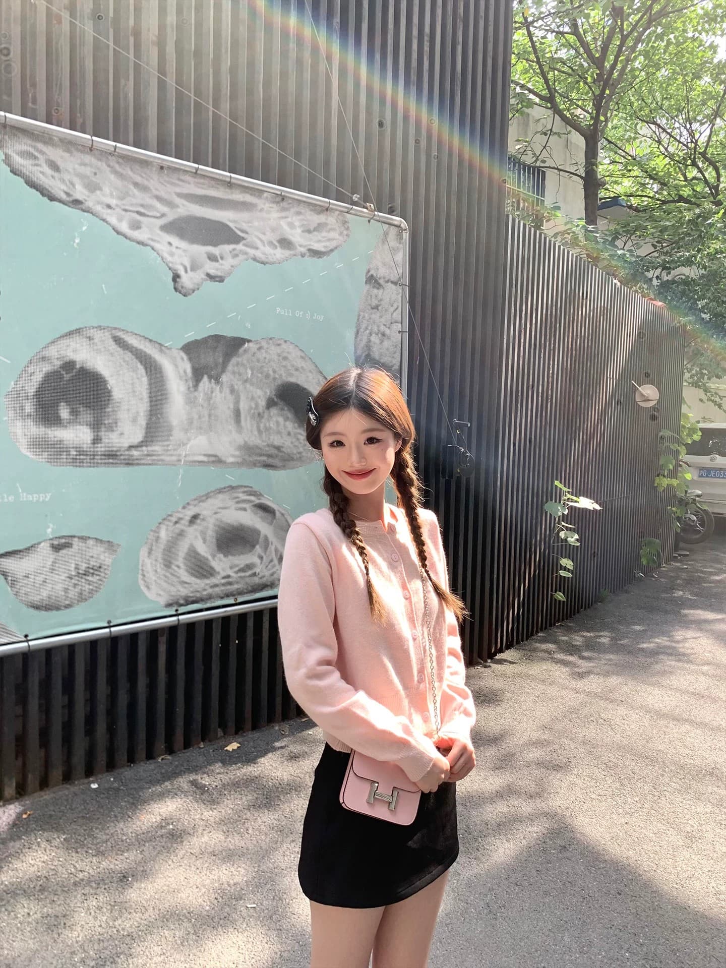 핑크색 자수 라운드 넥 니트 오픈 가디건 여성 2026 이른 봄 새로운 연령 감소 우유 씽 하는 소리 외부 가져 가라. 긴팔 스웨터 코트 상세 이미지 12