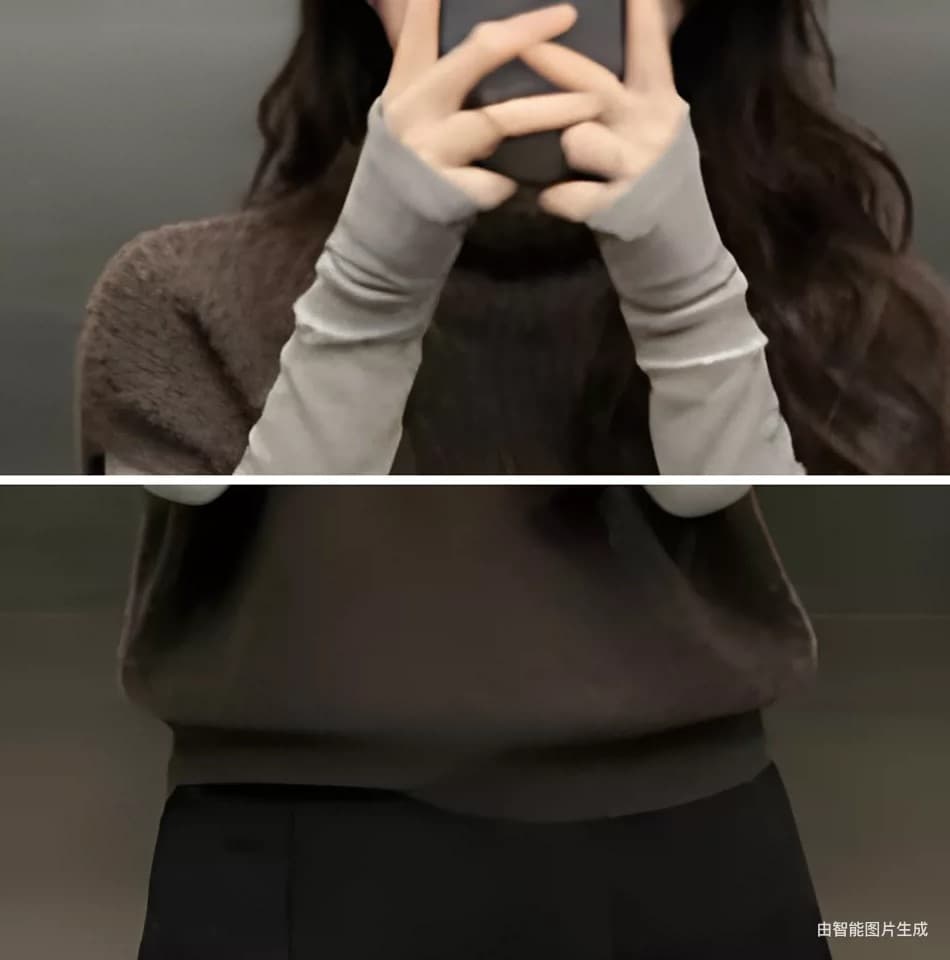 오래된 돈 바람 커피 색상 라운드 넥 모헤어 니트 조끼 여자 가을 겨울철 외출용 민소매 스웨터 어깨 조끼 맨위 상세 이미지 6