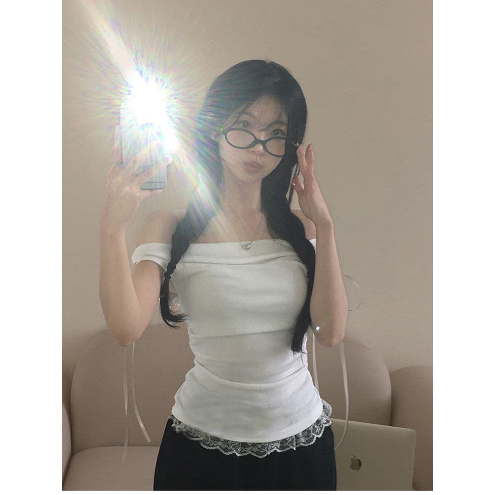 경관 그림 와 사고 방식 모달 260 그램 1 1 순수한 욕망 바람 오프숄더 스트랩 몸매 가꾸기 티셔츠 맨위 상세 이미지 5