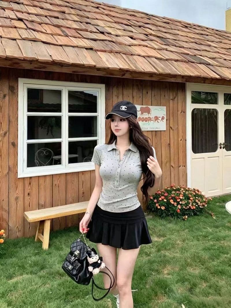 모 Da 서울 1.1 폴로 칼라 반팔 티셔츠 여성 여름 순수한 욕망 바람 핫걸 허리 수축 디스플레이 몸 POLO 칼라 맨위 상세 이미지 11