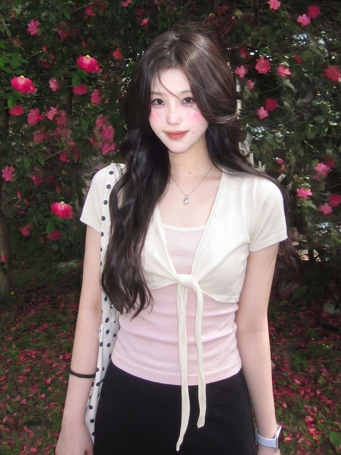 비밀 루트 리브 사람들 면 스트랩 반팔 오픈 가디건 여성 여름 몸매 가꾸기 스트라이프 캐미솔 투피스 세트 맨위 상세 이미지 5