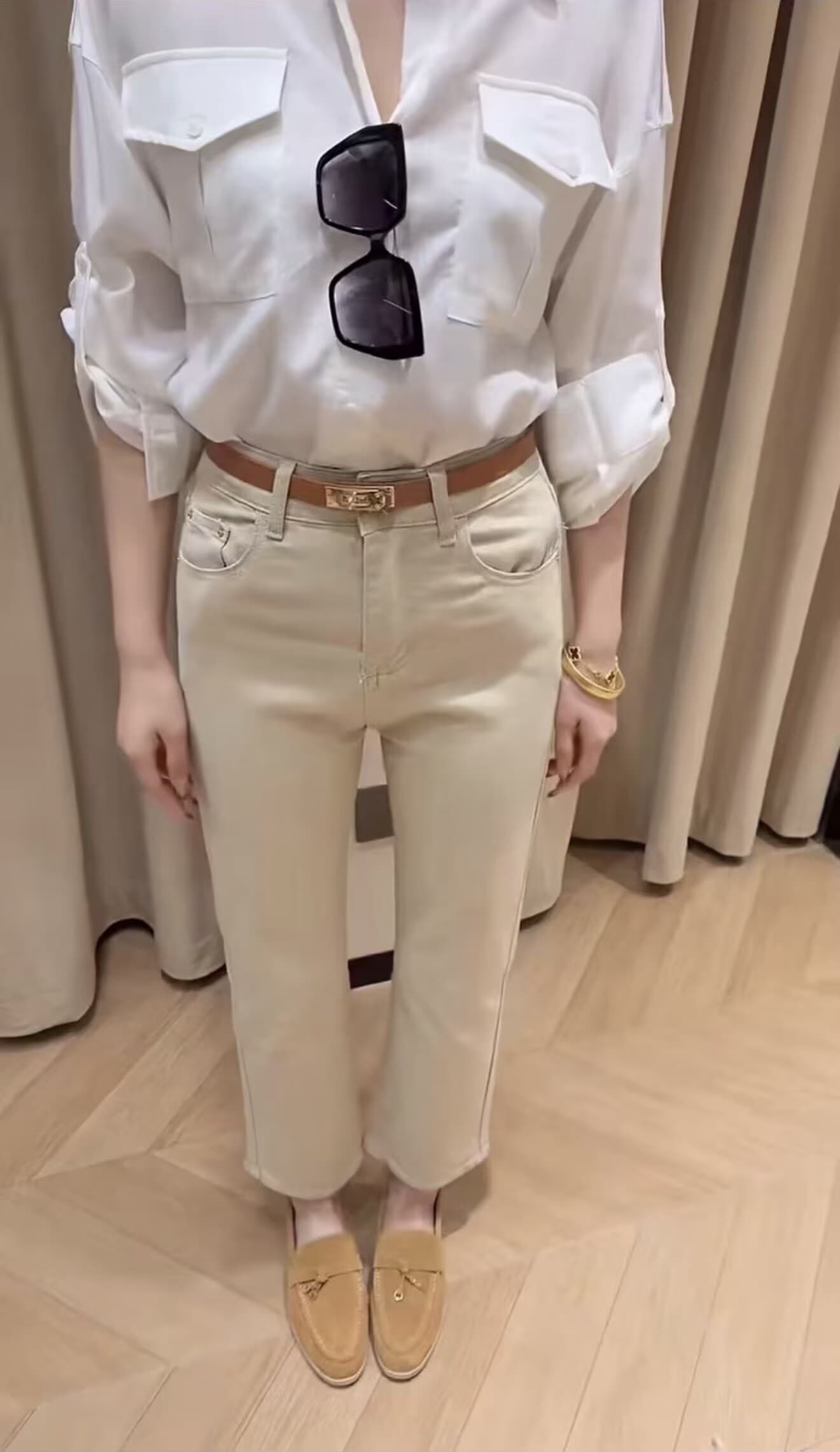 젓가락 다리 하느님 바지 화이트 불 투수 ~ 중 펭 넓적 다리 자연 9 포인트 스트레이트 담배 파이프 바지 슬림해 보이는 부드러운 청바지 상세 이미지 8