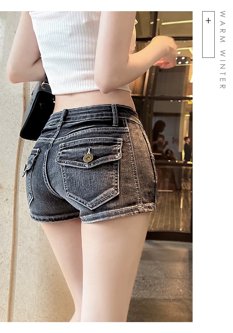 도중에 julykoreashop25ss 한국 작은 대중 핫걸 타이트 스커트 레트로 마 오래된 워싱 데님 반바지 상세 이미지 17