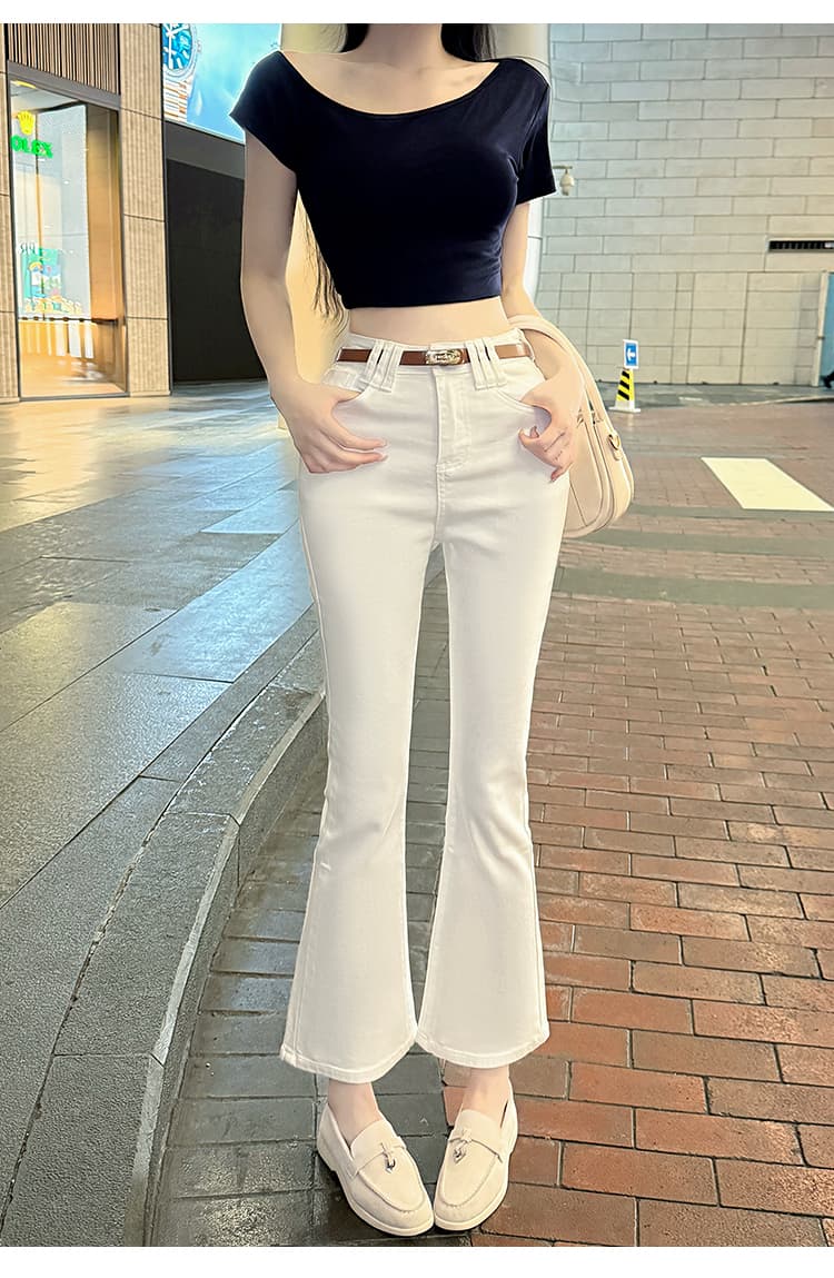2026 봄 여름 새로운 하이웨이스트 펭 넓적 다리 슬림해 보이는 디자인 센스 청바지 여성 부츠컷 데님 9 포인트 나팔 바지 상세 이미지 18