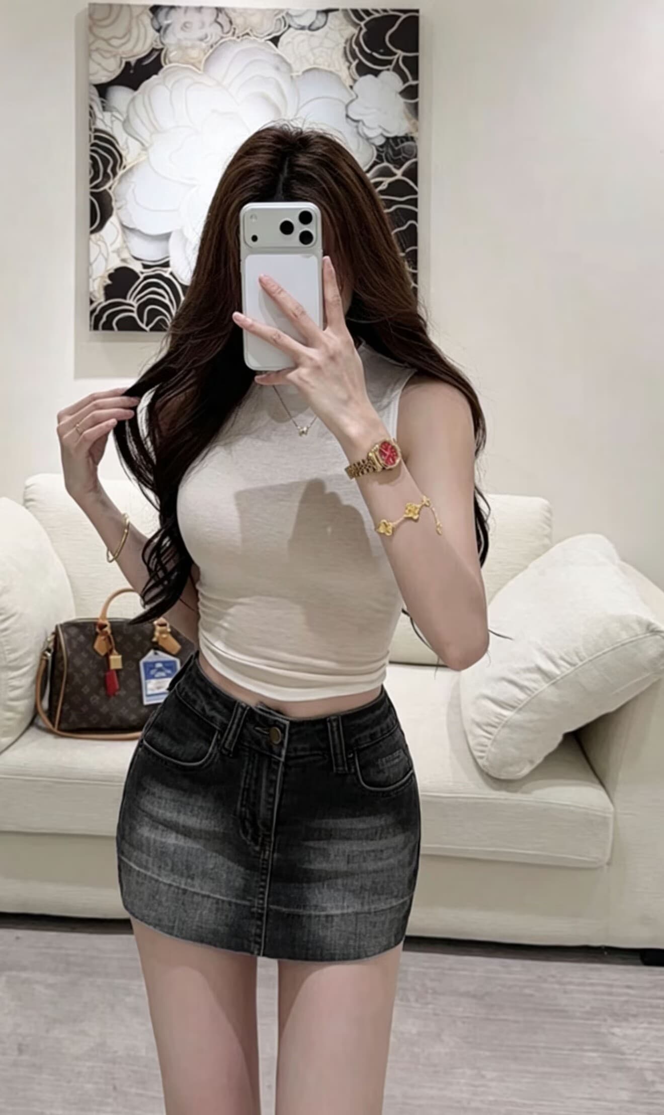 아메리칸 레트로 블루 로우 웨이스트 펭 넓적 다리 데님 반바지 여성 여름 핫걸 신축성 한 마디 타이트 스커트 바지 노출 방지 상세 이미지 7